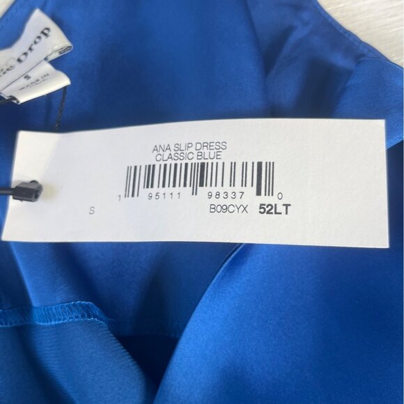 The Drop Ana Slip Dress Womens Small Blue New Silky Adjustable Straps - Picture 9 of 12